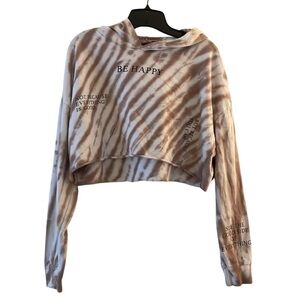 Faded Rose "Be Happy" Tie-Dye Cropped Hoodie - Size Large
